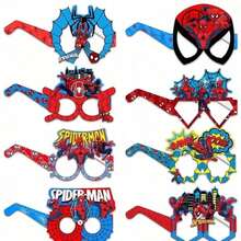 8pcs/Set Super Hero Spider Man Paper Glasses Birthday Party Gift, Photo Props Accessories, Children's Party Gift. - Multicolor - View 8