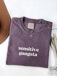 Sensitive Gangsta  Quote T-Shirt Meme God Forbid L'm A Sensitive GangsterGraphic Tee,ImAMommyMamacita T-Shirt Gift For Hereasterback To Schoolvacation - 紫色 - 查看 3