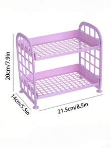 Dual-Layer Plastic Desktop Storage Rack, Multi-Functional Foldable Desktop Organizer Shelf, Space-Saving For Office, Home, Dorm, Bedroom, Desk Storage, Back To School Essential, Home Decor, Holiday Gift - Multicolor - View 11