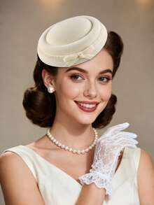 1pc Fascinators Hats For Women Tea Party Hat Kentucky Fascinator Tea Party Derby Bow Pillbox Hat For Bridal Wedding Hair Clip - A - View 5