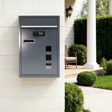 Piorlado Wall Mailbox Code Lock Letterbox Postbox Pillar Letter Mail Post Box Easy Assembly 21.49x8.99x32 Cm Charcoal Grey Large Capacity - A - 查看 7