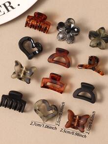 10/20/30pcs Amber Transparent Multi-Style Geometric Small Hair Clips, Leopard Print Elegant Hair Claws, Women Bangs Clips, Hair Claw, Minimalist Versatile Hair Accessories - Multicolor - View 4