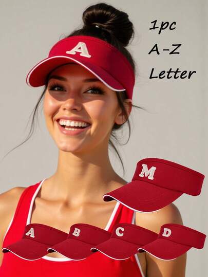 1PC Women Personalized A-Z Letter Empty Top Sun Visor Hat, Adjustable Sun Cap,Lightweight Empty Top Visor Summer Sun Hat,Unisex Breathable Sun Visor Hat,UV Protection Sunscreen Hat,Suitable For Sports, Tennis, Travel, Shopping And Daily Casual Outdoor Activities Wear