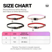 Luxury Plush Cat Collar With Heart Print, Adjustable Safety Buckle, Soft Cotton Fabric Neck Strap With Bell, Suitable For Cats And Dogs - Multicolor - View 3