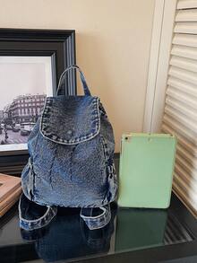 Backpack Set | Retro Blue*Navy Blue*Charcoal Black, Presenting A Complete Travel Aesthetic With Drawstring Design, Unlocking Absolute Visual Sovereignty In Daily Wear - Multicolor - View 10
