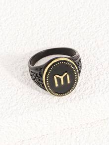 1枚锌合金双色男士戒指 - 彩色 - 查看 6