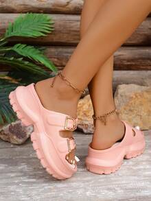 FZY New Spring/Summer Women's Wedge Platform Sandals, Featuring Popular And Out-Of-Stock Styles Including Women's Wide-Leg Pumps, Mid-Calf Boots, And Casual Sneakers. Incorporating Trending Elements From Elegant Women's Shoes, Boots, And Ankle Boots, Including Popular Styles Like Sandals, Heels, And Boots. Also Includes Trending Items For St. Patrick's Day And Yellow Heels. Pair With Other Popular Styles Like White Sandals, Black Heels, And Other Women's Sandals. Made With Comfortable Soft Soles, These Sandals Feature Both Wedge And Flat Designs, Suitable For Everyday Wear, Beach Vacations, And Parties. Available In Black, White, Pink, Purple, And More. The Wide Last Fits All Foot Shapes, Combining Millennial With Classic Retro Style, Making Them Essential And Versatile Footwear For Summer. - 粉色 - 查看 6