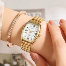 XAPWV Casual Elastic Couple Watches, Quartz Barrel-Shaped Roman Numeral Minimalist Fashion Wristwatches For Men And Women - Multicolor - View 6