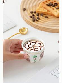 1个中东陶瓷咖啡杯 - 浓缩咖啡杯和茶杯，适合卧室、客厅、下午茶，也可作为节日礼物，100毫升手持迷你阿拉伯传统节日陶瓷浓缩咖啡杯 - 彩色 - 查看 6