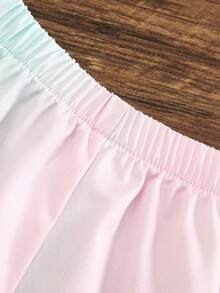 Young Girl Ombre Two Pieces Set, 3D Tulip Applique Halter Top With Ruffled Shorts Summer Casual Wear - Multicolor - View 8