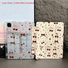 10.9/10.2 Inch Tablet Case With Pencil Slot, Fit For Air 5th Gen/Pro11/10th/9.7/Air 2/7th Gen/8th Gen/Air 4/5/Pro 11/10th Gen 10.9 Inch 2022/Air 13(M3 2025)/Air 11(M3 2025)/11(A16 2025), Cherry Red & Pink Bow Design, Compatible With Galaxy Tab S10+/S9/A9, 5/5PR/6/6PRO/7/7PRO, Auto Sleep/Wake - Multicolor - View 6