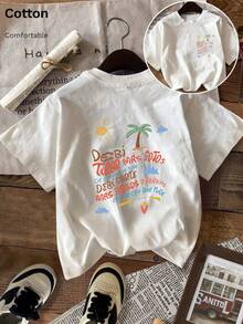 春季和夏季超寬鬆上衣,100%棉質上衣,女士短袖T卹，夏日海灘風情太陽與棕櫚樹圖案印花,純色圓領,柔軟舒適,日常休閒,街頭服飾,y2k,beach,graduation, vacation,top,summer,spring,t shirt,gym,sport,party top,, top,summer, m 只帶,, 邊緣, 邊緣, party top, 邊緣, 邊緣, 邊緣damen,frühling outfit,jersey,ropa invierno de mujer,verano mujer,趣味T卹,vacation, beach,casual,,cute tops,top negros,top blanco,tops verano,primavera muje,復活節女裝,carnival,四季通用簡約辦公室/休息室/學校women,outfits,美式復古風格,男女同款,外出上衣,秋,plus size woman,valentijn,carnaval,top verano,音樂節,白色上衣 - 白色 - 查看 8