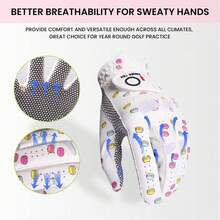 FINGER TEN 1pc Women's Right Hand Golf Glove, Anti-Slip Design, Comfortable Silicone Palm, Enhances Swing Stability, Fashionable Pattern, Size S/M/L Available - Macaron - View 6
