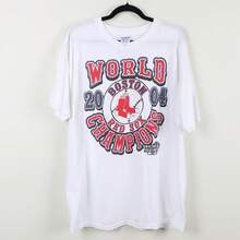 Vintage Y2K Boston Red Soxs 2004 World Champions White Graphic Print Tee Baseball World Series MLBs Athletic T-Shirt Size XL - 白色 - 查看 1