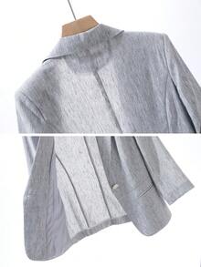 2026 New Grey 3/4 Sleeve Blazer For Women, Thin Commuter Style Elegant Fitted Minimalist Jacket - Grey - View 4