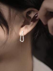 1 Pair S925 Sterling Silver Minimalist Starry Sky Stud Earrings, Elegant Unique Design Earrings For Women, Luxury Everyday Wear Versatile Exquisite Jewelry Gift - Geometry - View 4