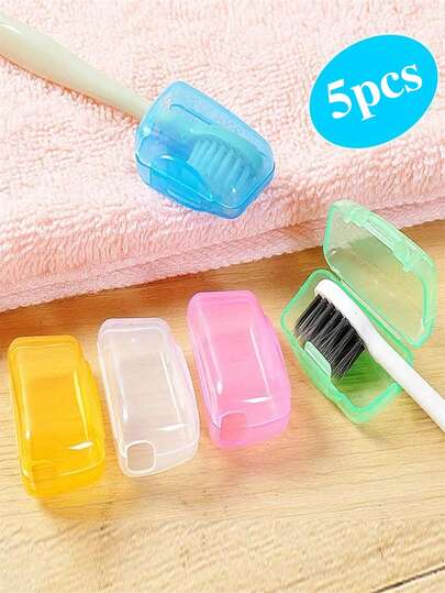 1/5/10pcs Toothbrush Head Protective Case, Portable Travel Toothbrush Holder & Storage Box, Household Toothbrush Head Cover Case, Toothbrush Protector, For Home Daily Use And Business Travel, Outdoor Travel And Camping, Bathroom Decor, Back To School, Summer Travel Accessories, Bathroom Gadgets, Bathroom Accessories