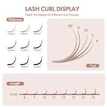 12Rows Classic Individual Eyelash Extension 8-20mm&Mix C/D 0.07 Lashes Matte Black Professional Soft Natural - View 3