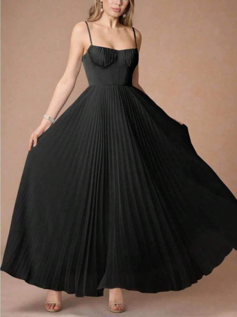 Evening Dress New Dress Sexy Suspender Backless Long Dress Sleeveless Deep V Slim Bridesmaid Dress Dress Women - 黑色 - 查看 1