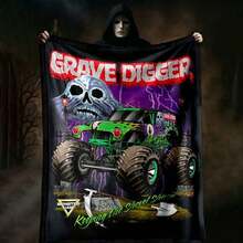 1PC 3D Monster Jam Monster Truck Cartoon Blanket, Edgy Gift For Motorsports Fans, Themed Man Cave Decor, Retro Sci-Fi Party Accent & Race Day Souvenir,Soft Throw Blanket For Home Bedroom Bed Sofa Picnic Travel Office Cover Blanket, Multiple Sizes 50x60 To 60x80 Inches - Multicolour 9 - View 6