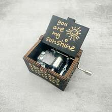You Are My Sunshine Black Carved Hand Crank Music Box - Black - View 1