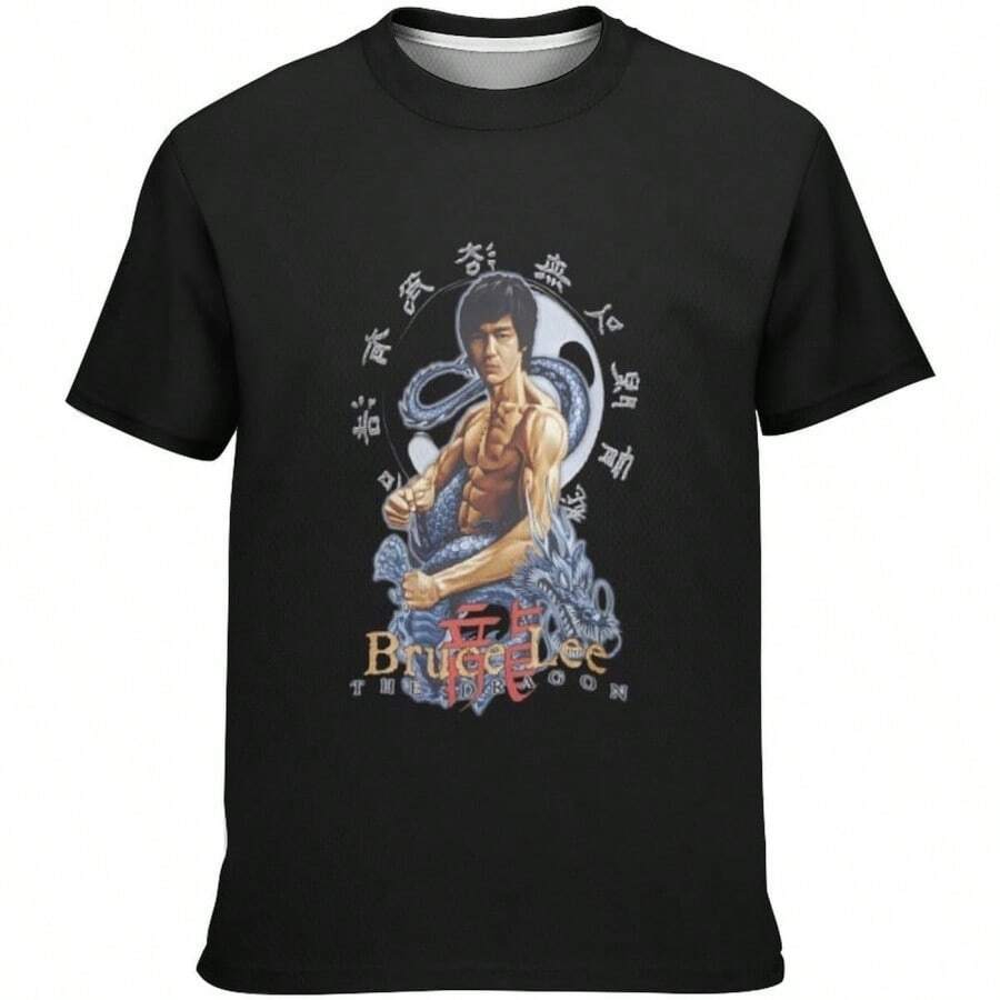 Aldestein Teen Boys T-Shirt  Dragon Kanfu Crew Neck Short Sve Fashions Tee Shirts Loose Fit Summer Tops.Jpg - Black - View 1