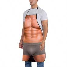 1件装男士肌肉图案围裙创意健身主题厨房围裙肌肉胸腹肌设计烹饪腰围裙家用烘焙烧烤防护围裙 - A - 查看 8