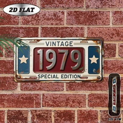 1pc 2D Flat, Vintage Metal Plaque, 1979 Vintage Edition, Outdoor Decor Plate & Retro Wall Decor, Suitable For Living Room, Home Office, Hallway, Media Room, Backyard, Porch, 1979 Birth Year Birthday Gift, For Decoration Only