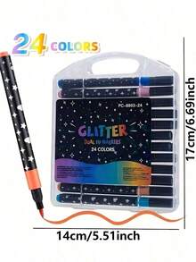 12/24/36/48支装 新款单色闪光笔 手绘单色毛笔 粗头软头 不褪色珠光闪光笔 彩色绘图荧光笔 圣诞涂鸦笔 圣诞礼物 新年礼物 返校季 返校用品 学校用品 办公用品 文具用品 办公桌配件 - 彩色 - 查看 9