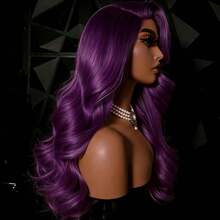 Dark Purple13x4 HD Transparent Body Wave Lace Front Wigs Human Hair Brazilian Virgin Purple Colored 250 Density Natural Wave Human Hair Wig For Women Pre Plucked With Baby Hair Natural Hairline - Tím hoa violet - Xem 3