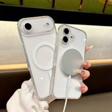 1pc Transparent Acrylic Magnetic Phone Case, Shockproof Fashion Phone Cover For IPhone - Multicolor - View 6