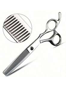 1pc Professional Hair Cutting Scissors, Hairdressing Trimming Shears, Salon & Home Use Hair Cutting Tool, 10%-45% Cutting Efficiency - Silver - View 8