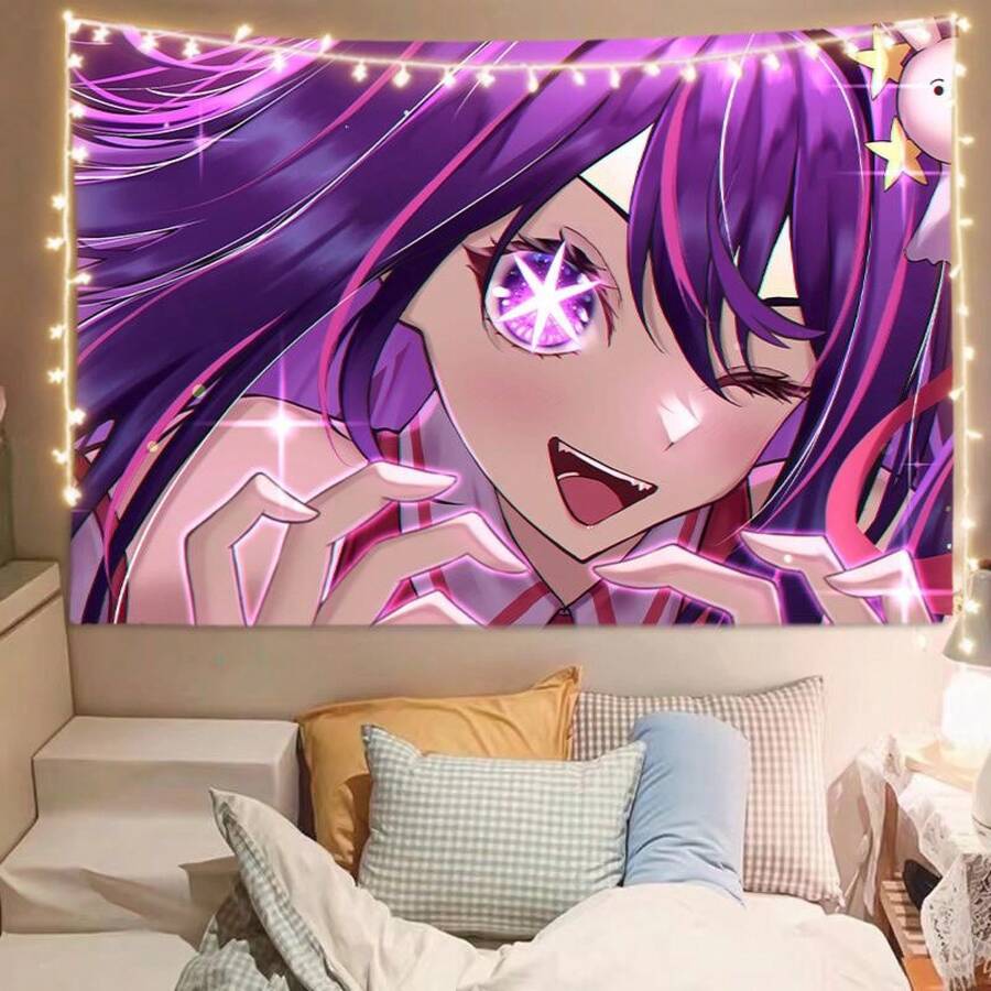 Hoshino Ai Ruby Hoshino Tapestry [Oshi No Ko] Anime Manga Art Wall Hanging For Room - 白色 - 查看 1