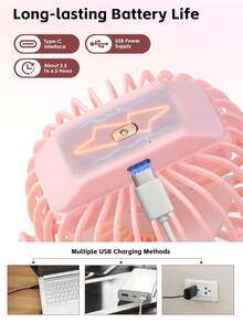 EIGIIS 便携式夹式电池供电迷你个人降温风扇，三档风速可调，360°旋转，USB充电，适用于桌面、家庭、办公室、露营等场合，也是送给女性的理想礼物。 - 彩色 - 查看 4