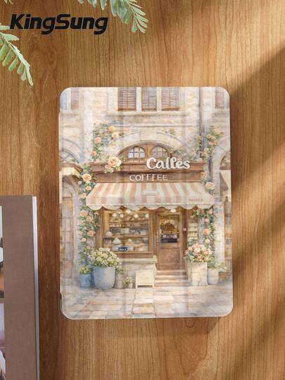 Kingsung 粉色樱花书店图案平板电脑保护套，兼容9.7/10.2/10.5/10.9/12.9/Pro 11（第十代），兼容三星Galaxy Tab S6 Lite 10.4英寸，兼容Kindle Paperwhite（第十二代，2024款），Kindle（第十一代，2022款），轻柔防摔，智能立放/自动唤醒/睡眠功能