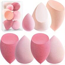 Makeup Sponge Set  Blender Sponges 7 Pcs For Liquid, Cream, And Powder, Latex Free, Multi Colored Beauty Sponges With 1 Mini Sponge, Vegan & Cruelty-Free - 預設 - 查看 1
