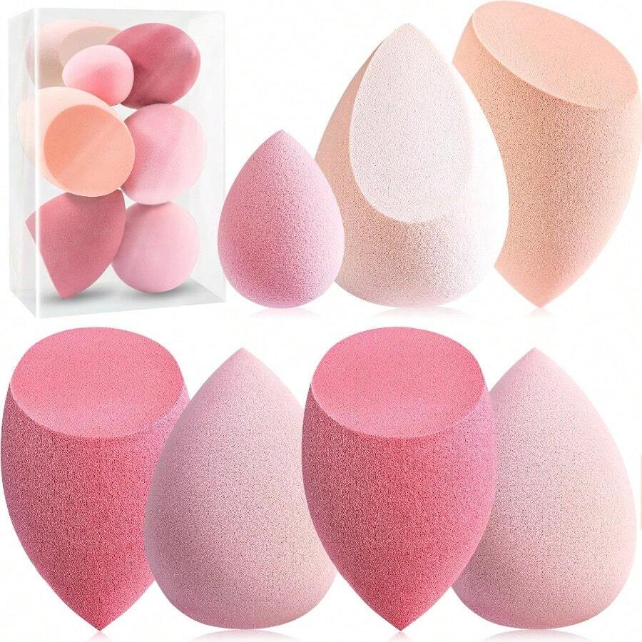 Makeup Sponge Set  Blender Sponges 7 Pcs For Liquid, Cream, And Powder, Latex Free, Multi Colored Beauty Sponges With 1 Mini Sponge, Vegan & Cruelty-Free - 預設 - 查看 1