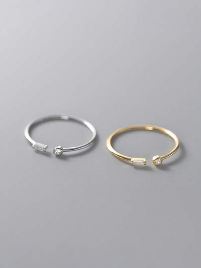 1 pieza Anillo de plata esterlina S925 con diseño geométrico, pequeño y elegante, adecuado como regalo de graduación para niños, regalo familiar con estilo, recuerdo único de y parentesco