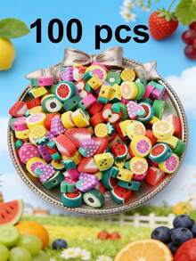 100/200/500/1000pcs Soft Polymer Clay Strawberry, Fruit, Lemon Slice Beads | DIY Jewelry Making, Bracelet & Accessory Spacer Beads, Citrus Themed Craft Supplies - Multicolor - View 14