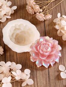 Handmade 3D Peony Flower Silicone Mold, Fragrant Candle Soap Stone Plaster Mold, DIY Home Fragrance Crystal Epoxy Resin Drip Glue Mold, Floral Design Plaster Craft Durable Decorative Mold - White Silicone Mold - View 4