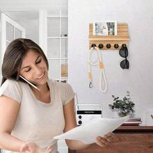 1 chiếc giá treo chìa khóa bằng gỗ gắn tường - Giá treo chìa khóa kiểu nông thôn có chức năng quản lý email, không cần khoan, giá treo bằng gỗ nguyên khối dùng cho lối vào. - nhiều màu - Xem 5