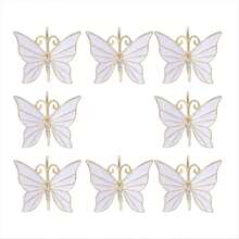 8PCS Flower Butterfly Napkin Ring Holder For Easter Wedding Party Family Gathering Napkin Cloth Ornament Decoration,C - A - View 1