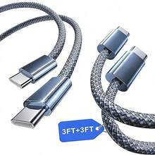 Cáp dữ liệu USB C sang USB C bằng sợi nylon bện hợp kim, cáp sạc nhanh 240W C sang C [3.3FT, 6.6FT, 10FT, 1 gói 3 cái] Cáp sạc nhanh USBC sang USBC loại C, tương thích với Apple 17, 16, 15 Pro Max, Pro, S25, S24, S23, quà tặng Ngày Phụ nữ, sinh nhật, lễ kỷ niệm - Nhiều màu - Xem 12