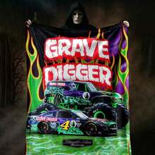 1PC 3D Monster Jam Monster Truck Cartoon Blanket, Edgy Gift For Motorsports Fans, Themed Man Cave Decor, Retro Sci-Fi Party Accent & Race Day Souvenir,Soft Throw Blanket For Home Bedroom Bed Sofa Picnic Travel Office Cover Blanket, Multiple Sizes 50x60 To 60x80 Inches - Nhiều màu 20 - Xem 6