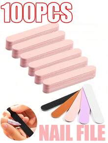 100pcs/50pcs/10pcs Mini Nail Files - 100/180 Grit Emery Boards For Nails,Disposable Doubled Sided Coarse & Fine Bulk Manicure Kit Home Salon Use(Black ,Pink ) - Multicolor - View 12