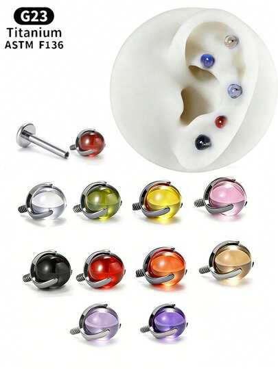 1 pieza Piercing de titanio clásico ASTM-F136 para trago 16G, Pendiente de piercing de titanio G23 hipoalergénico para lengua, cartílago, labio, nariz, joyería corporal para mujeres, hombres y niñas con múltiples perforaciones
