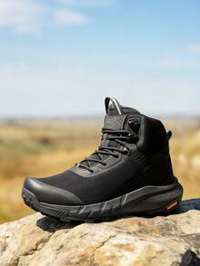 Botas de trabajo tácticas militares para hombre Botas de combate de cuero para motocicleta - Negro - Ver 3