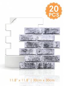 1/10/20片装仿砖纹自粘PVC墙板，3D装饰墙贴，11.8英寸 x 11.8英寸，防水耐热，适用于厨房、农舍、壁炉等场所。复古墙面装饰，室内装饰 - A - 查看 14