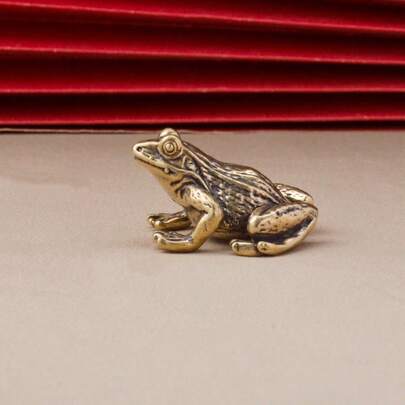 金铜青蛙家居装饰：可爱的黄铜青蛙雕像，无需用电，适用于客厅和办公室，是动物爱好者和家居装饰爱好者的完美礼物。