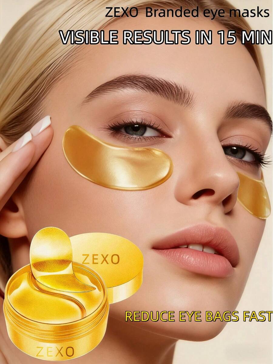 10/20/30片装黄金胶原蛋白海藻眼膜贴，7.5克/对，保湿滋润，改善眼部护理 - 金色 - 查看 1